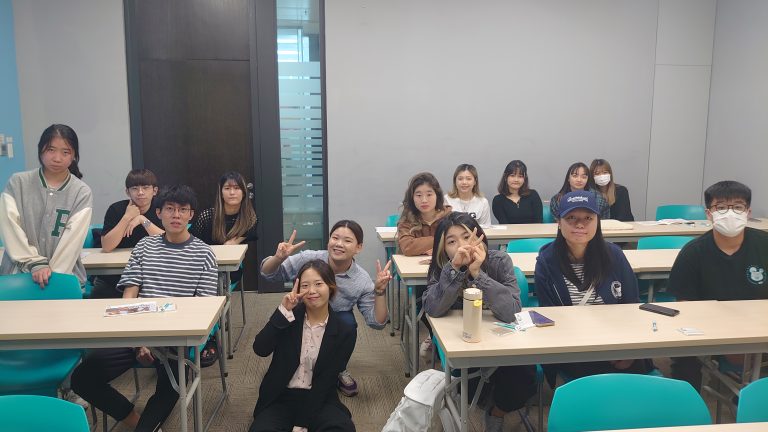 Ms Yejin Park and Ms Minju Jung with participants of briefing session