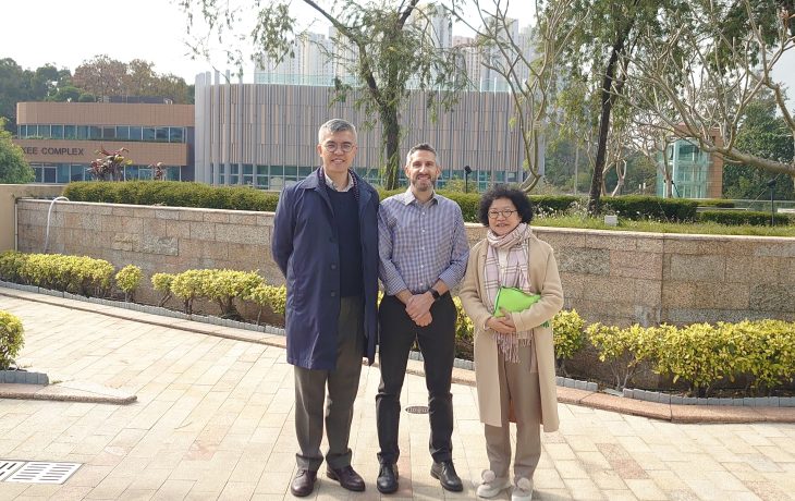 Mr Gregg Charron (centre) with Dr Ken Yau (left), Head of Global Affairs and Ms Mary Ip, Global Affairs Manager (right)