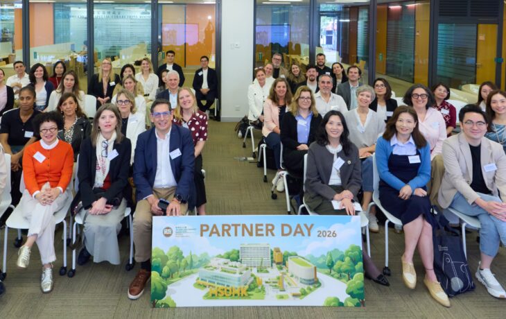 A group photo at Stella Fung Siu Wan Space for All, a space in the Library designated to facilitate collaborative learning, knowledge sharing, academic events, and meetings.